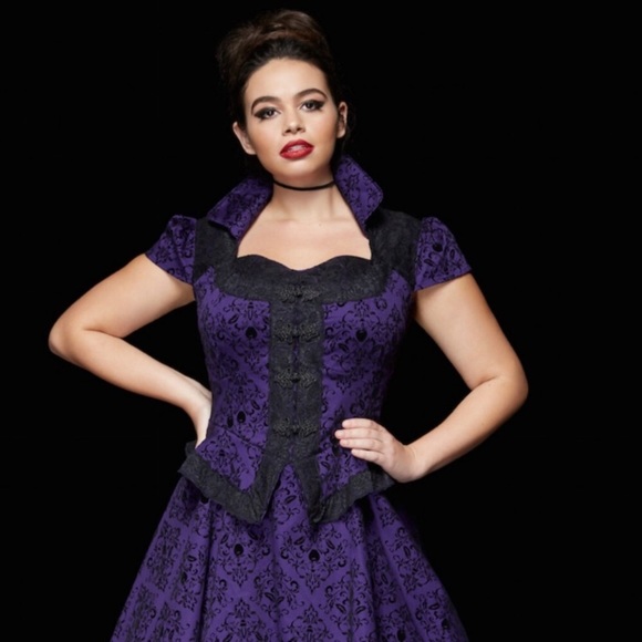 Hot Topic x Disney Once Upon A Time Regina Evil Queen Purple Damask Dress 22 3X - Picture 7 of 16